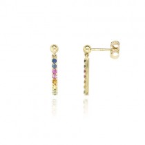 9ct Gold Rainbow Sapphire Drop Earrings - [Save £100 off High Street Price] 
