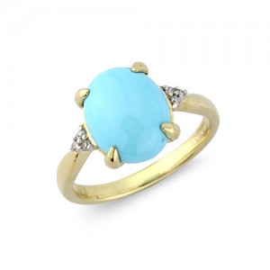 9ct Gold Turquoise & Diamond Ring