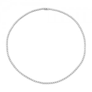 18ct White Gold Diamond Line Necklace - 4.90cts