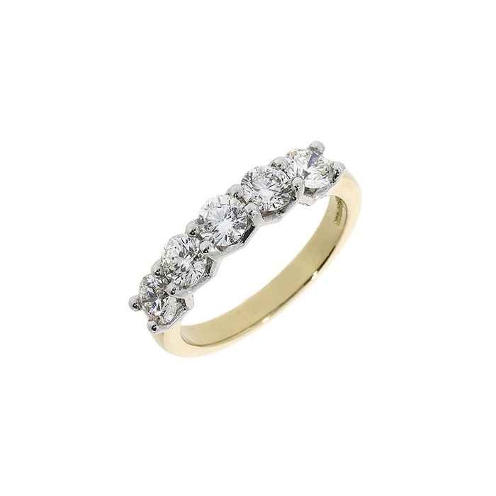 18ct Gold 5st Diamond Eternity Ring - 1.23cts