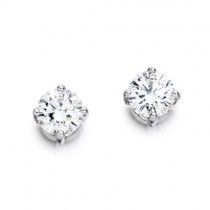 Pair 18ct White Gold Diamond Solitaire Earrings - 2.00cts - H/S1