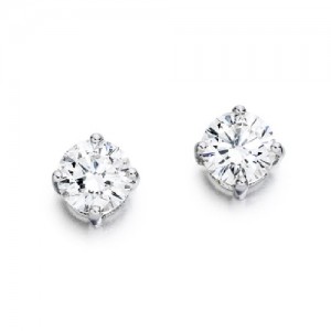 Pair 18ct White Gold Diamond Solitaire Earrings - 2.00cts - H/Si