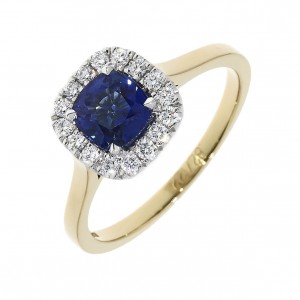 18ct Gold & Platinum Sapphire & Diamond  Ring - S 0.84 D 0.21