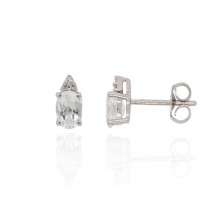 9ct White Gold Rock Crystal & Diamond Earrings D 0.02ct
