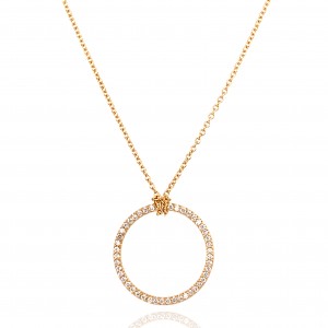 18ct Yellow Gold Diamond Circle Necklet - 0.14cts
