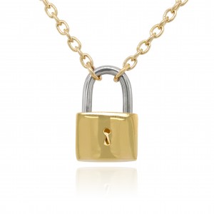 9ct Yellow & White Gold Padlock Necklace
