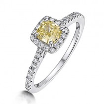 Platinum Fancy Yellow Diamond Halo Engagement Ring