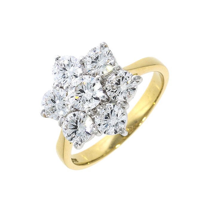 18ct Gold Diamond Petal Cluster Ring - 2.04cts