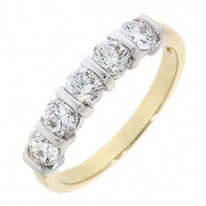 18ct Gold 5 Stone Diamond Eternity Ring - 1.05cts