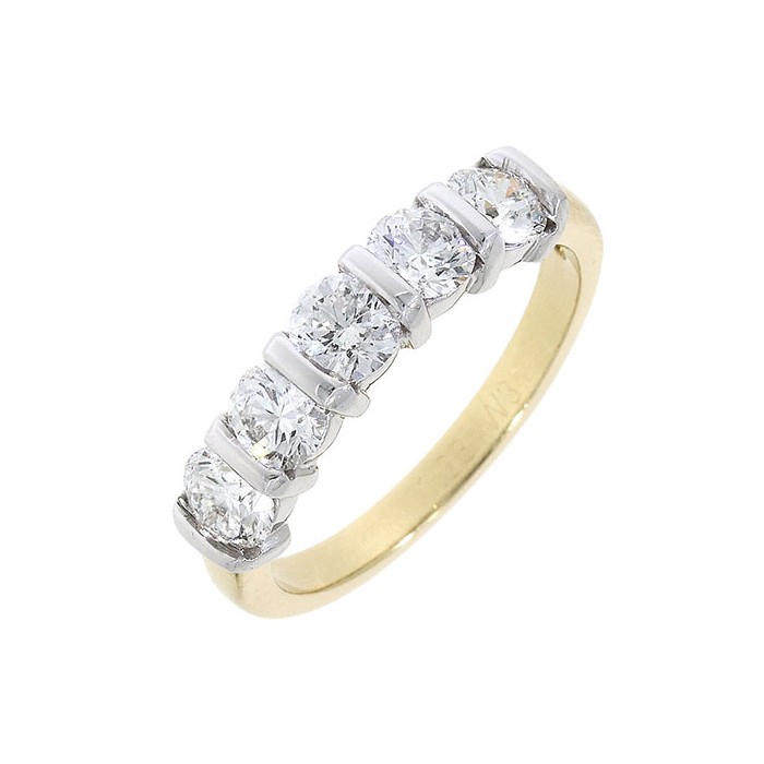 18ct Gold 5 Stone Diamond Eternity Ring - 1.21cts