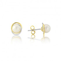 9ct Yellow & White Gold Pearl Stud Earrings - Macintyres of Edinburgh