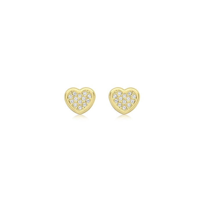 9ct Gold Heart Shaped Cubic Zirconia Set Stud Earrings