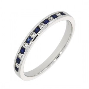 18ct White Gold Sapphire & Diamond Eternity Ring - S 0.16 D 0.10