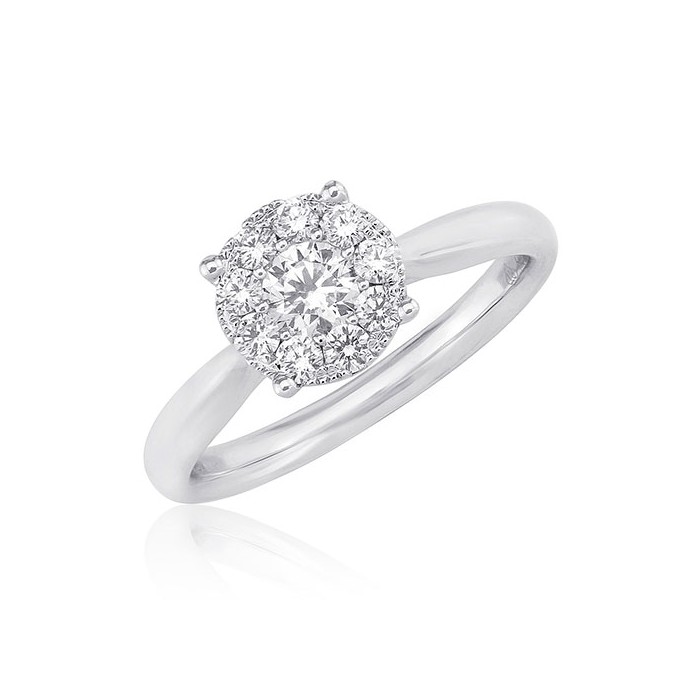 Platinum Solitaire-style Diamond Cluster Ring - 0.46ct