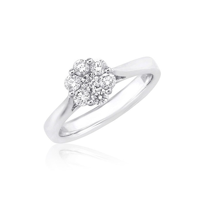 18ct White Gold Solitaire-style Diamond Cluster Ring - 0.40ct