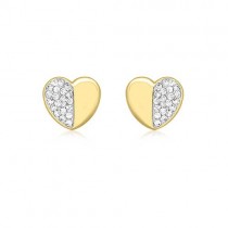 9ct Yellow Gold Cubic Zirconia Heart Earrings - Macintyres of Edinburgh
