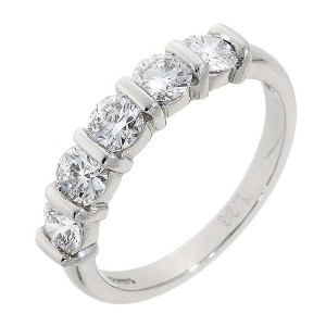 Platinum 5 Stone Diamond Eternity Ring - 1.23cts