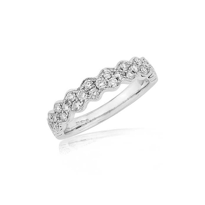 Platinum Scalloped- Edged  Diamond Ring - 0.52ct