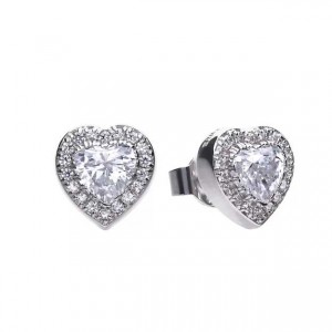 Diamonfire Silver CZ Heart Shape Halo Earrings - E5589
