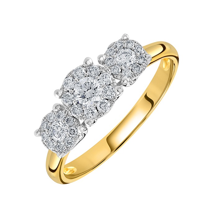 18ct Gold Multi-cluster Diamond Ring - 0.46ct