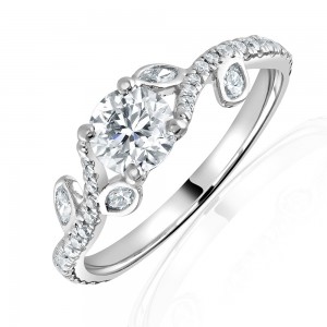 Platinum Fancy Diamond Solitaire Ring - 0.60ct + 0.39ct E/VS2