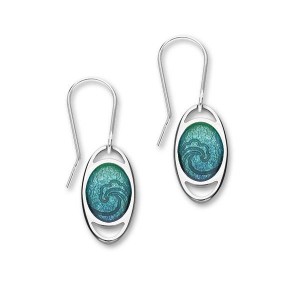 Ortak Silver Oval Elements Water Drop Earrings - EE510 Mangrove