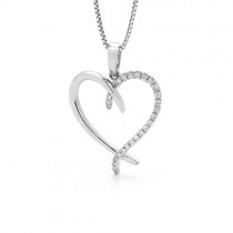 9ct White Gold Diamond Heart Pendant - Save 40% off High Street Price