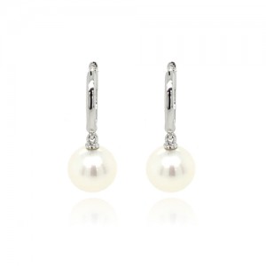 9ct White Gold Cultured Pearl & Huggie Hoop Earrings