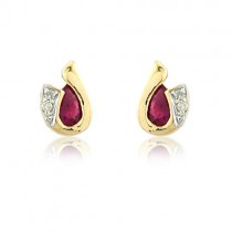 Gold Ruby & Diamond Earrings - Save £160 off High Street Price]