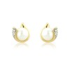 Cultured Pearl & Diamond Stud Earrings - Save £100 off High Street Price