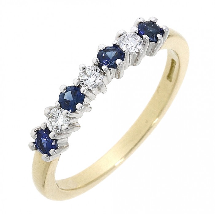 18ct Gold Sapphire & Diamond Eternity Ring - S 0.26 D 0.15cts.