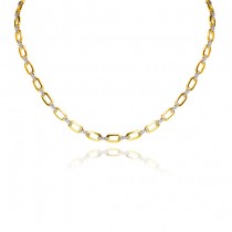 9ct Alternating Yellow & White Gold Diamond Set Necklace