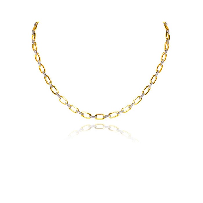 9ct Alternating Yellow & White Gold Diamond Set Necklace