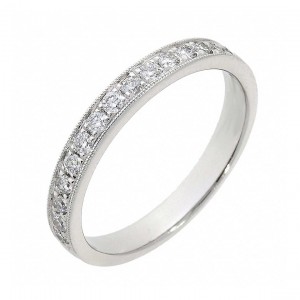 Platinum Millgrain Diamond Wedding Ring - D: 0.30cts