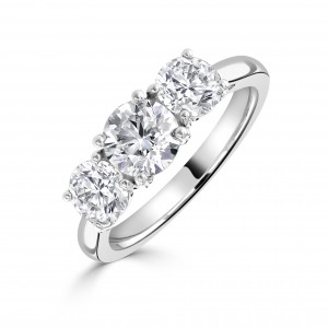 Platinum 3 Stone Diamond Ring - 1.52cts