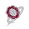 18ct White Gold Diamond & Ruby Dress Ring - Macintyres of Edinburgh