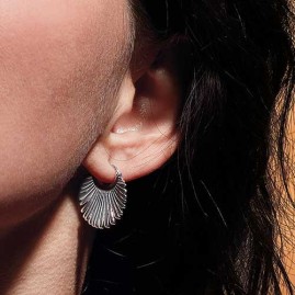 Fan hoop earrings sales