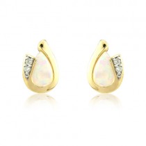 9ct Gold Opal & Diamond Stud Earrings - Macintyres of Edinburgh