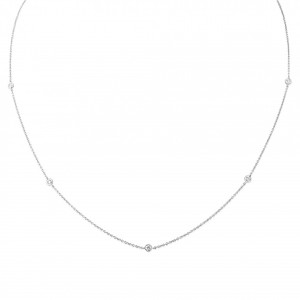 9ct White Gold Diamond Set Chain Necklace - 0.16ct