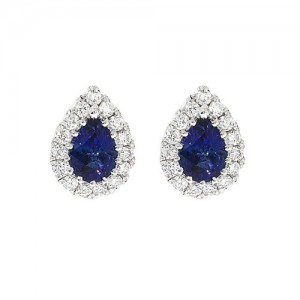 18ct White Gold Sapphire & Diamond Earrings - S 0.53  D 0.15