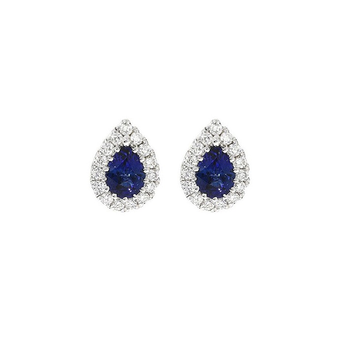 18ct White Gold Sapphire & Diamond Earrings - S 0.53  D 0.15