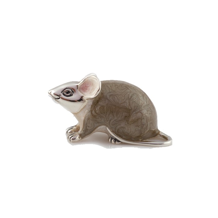 Sterling Silver Large Brown Mouse By Saturno - 9825L