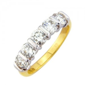 18ct Gold 5st Bar Set Eternity Ring - 0.70cts