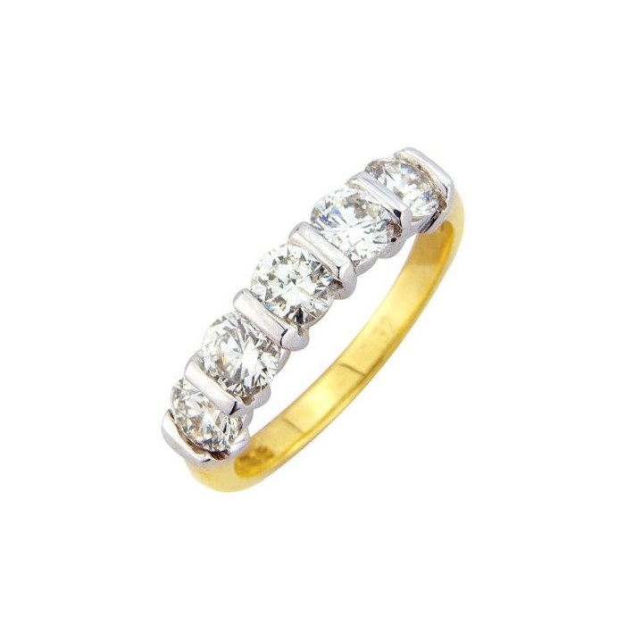 18ct Gold 5st Bar Set Eternity Ring - 0.70cts
