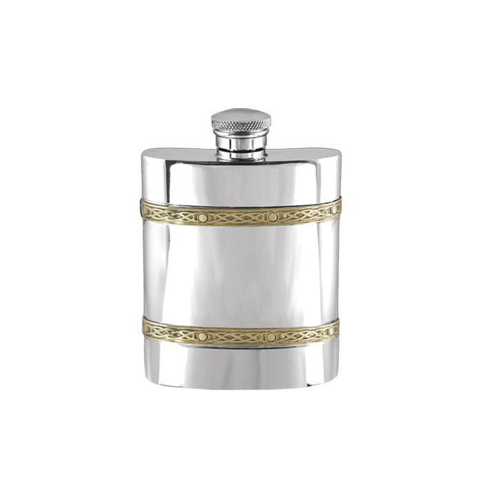 Pewter and Brass 6oz Celtic Hip Flask