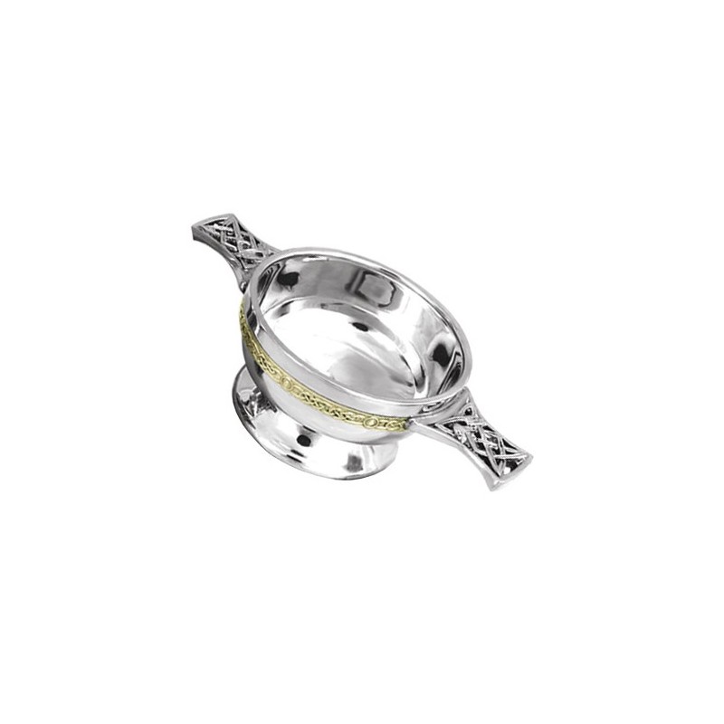 2.5 Inch Pewter And Brass Scottish Quaich 2.5 Inch Pewter And Brass Scottish Quaich