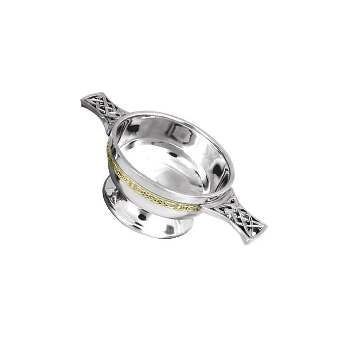 2.5 Inch Pewter And Brass Scottish Quaich