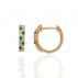 9ct Gold Emerald & Diamond Huggy Hoop Earrings - D 0.22cts