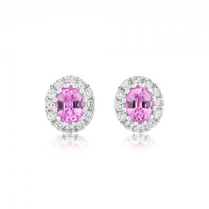 18ct White Gold Pink Sapphire & Diamond Earrings - P 0.40 D 0.13