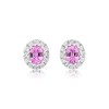 18ct White Gold Pink Sapphire & Diamond Earrings - P 0.40 D 0.13